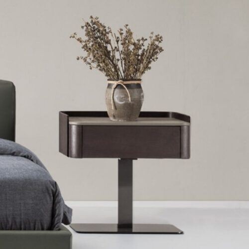 Zenith – Table de Nuit Contemporaine en Finition Brun Foncé