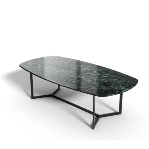 VERDA-MARB – Table de Repas en Marbre Vert et Métal Noir au Design Élégant