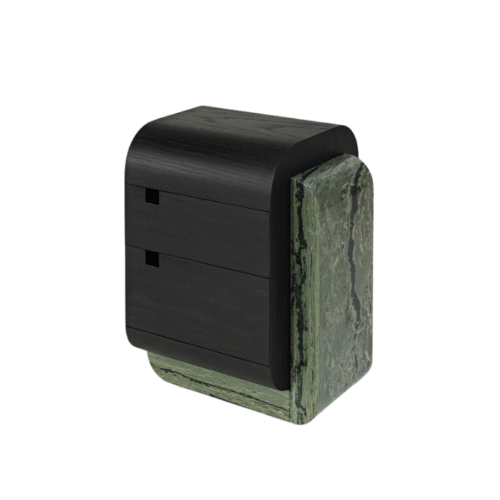 Zenstone – Table de Nuit en Bois Foncé et Marbre Vert
