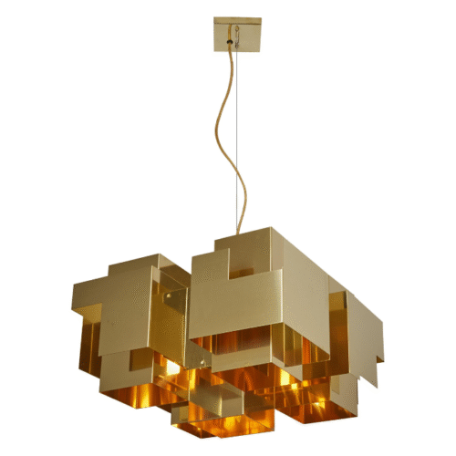 Suspension KUBRIK – Luminaire Géométrique en Cuivre