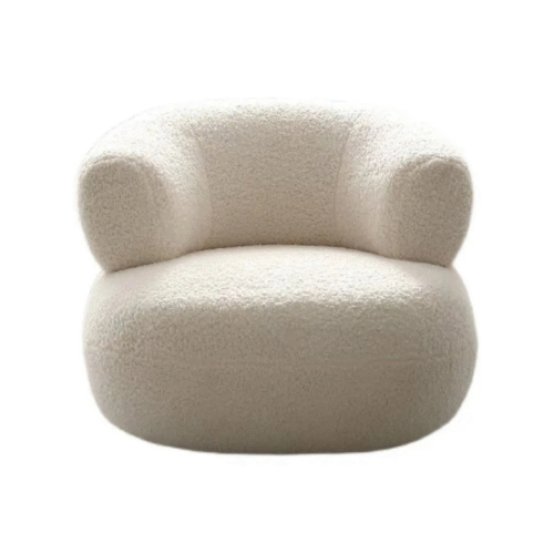 PRESTIGE – Fauteuil design cocooning en tissu bouclé crème