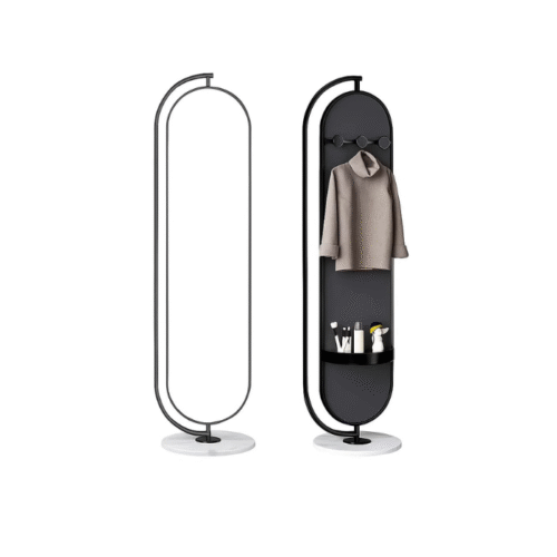 MERRO – Portemanteau avec Miroir Intégré et Étagère, Design Ovale Contemporain