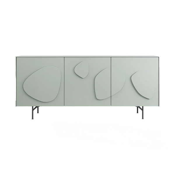 MEUBLE Buffet - design vert olive avec façades sculptées organiques