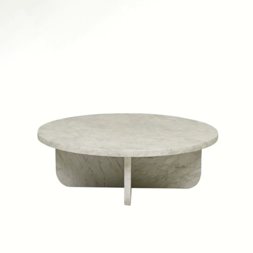 Table Basse Ronde en Travertin – Design Minimaliste